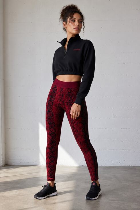 Adidas X IVY PARK Pants - adidas x IVY PARK Leggings Women L Red Black Snakeskin High Rise 3 Stripe